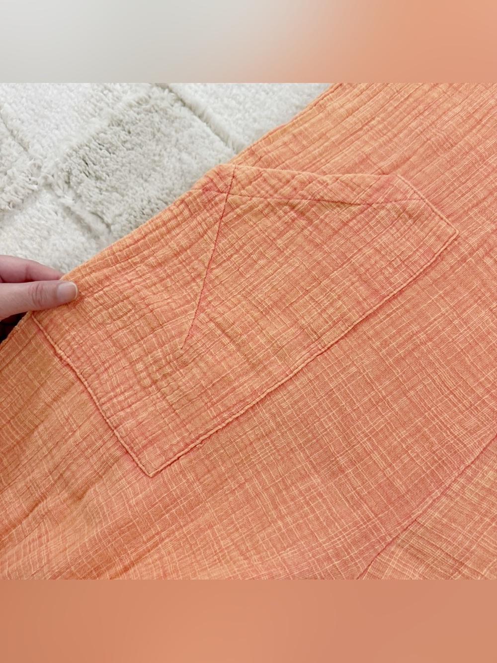 Women's Rust Orange Cotton Gauze Romper Jumpsuit Large - Picture 4 of 13